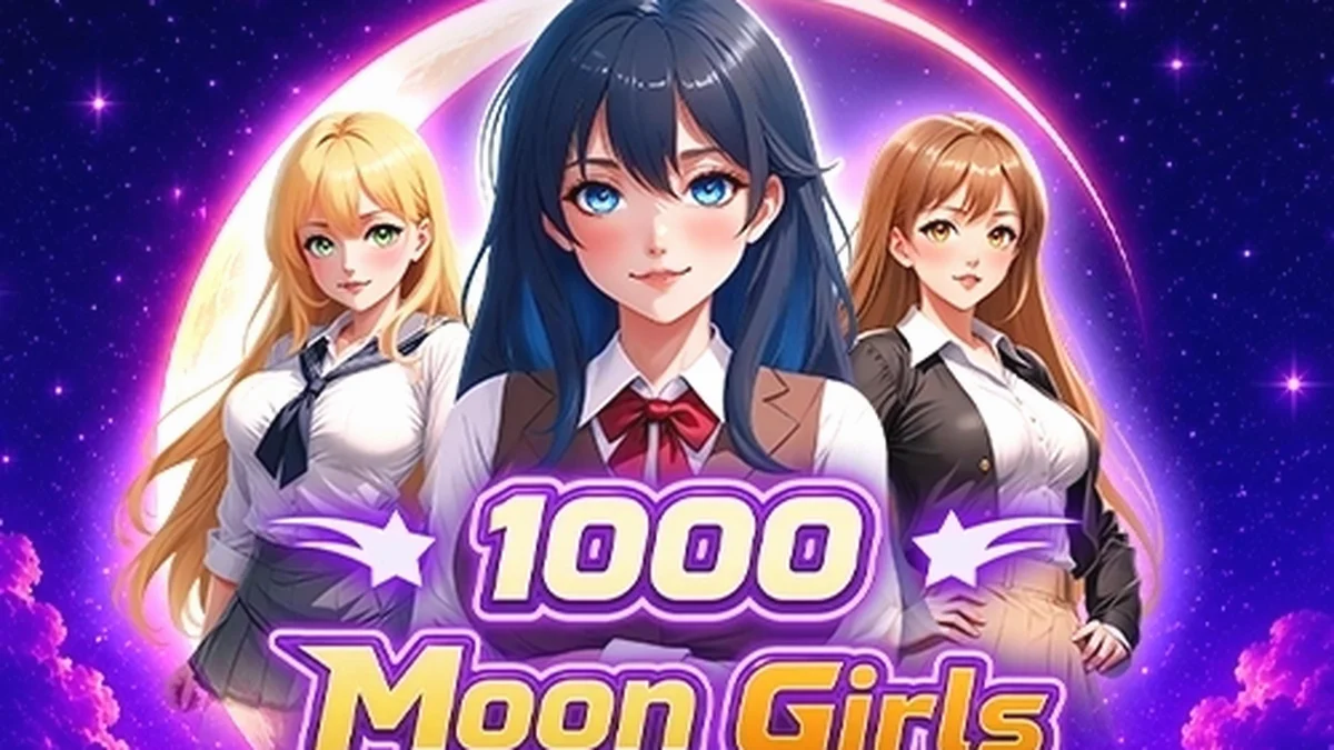Visual representation ng 1000 Moon Girls slot game na may 7 reels.
